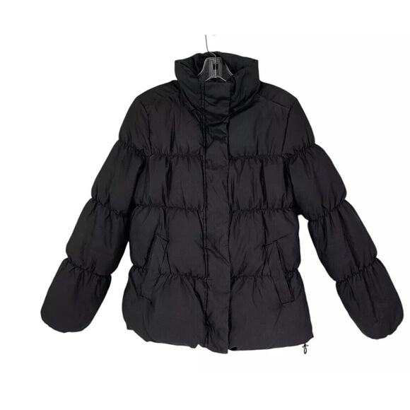 GAP Jackets & Blazers - Gap Down Puffer Jacket Medium Black Zipper Snaps Pockets Womens